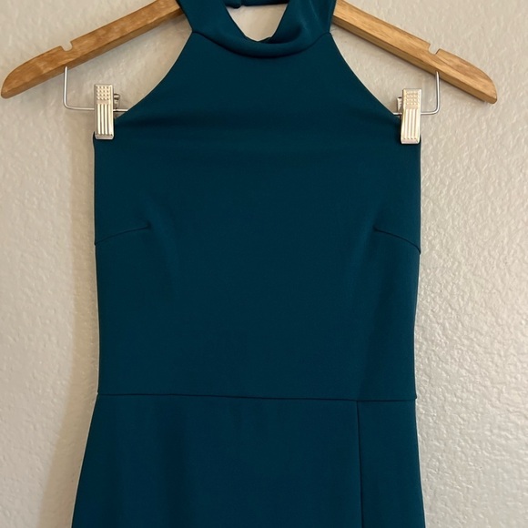 NWOT Remarkable Elegance Teal Backless Halter Column Maxi Dress - Picture 5 of 8